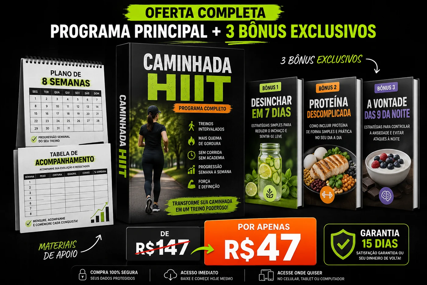 Oferta completa do Método Caminhada HIIT com bônus